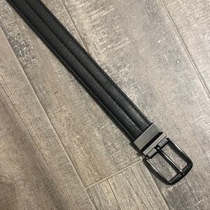Kids' Black Leather Belt with Silver Buckle